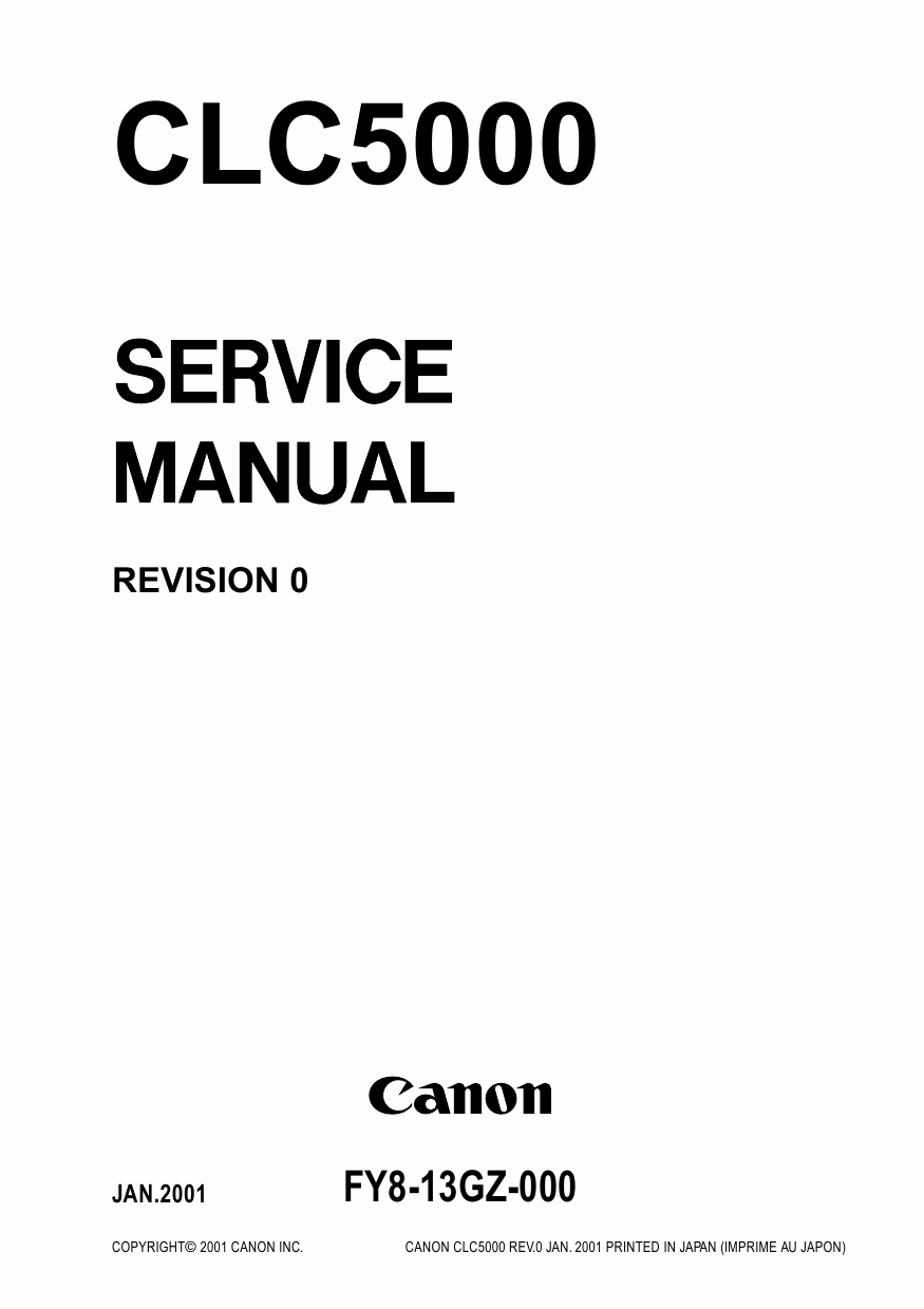 Canon ColorLaserCopier CLC-5000 Parts and Service Manual-1